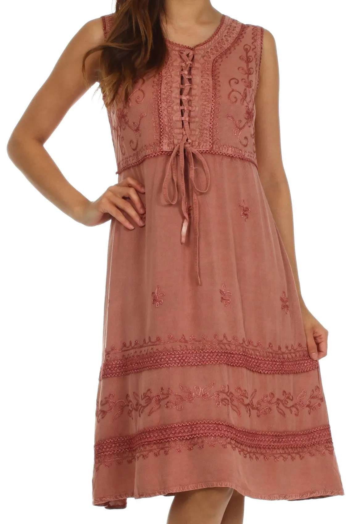 Sakkas Rosalina Embroidered Rayon Dress