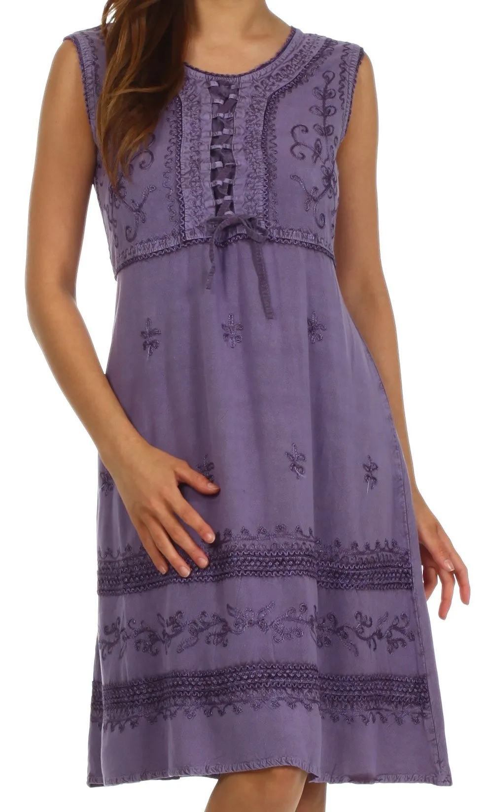 Sakkas Rosalina Embroidered Rayon Dress