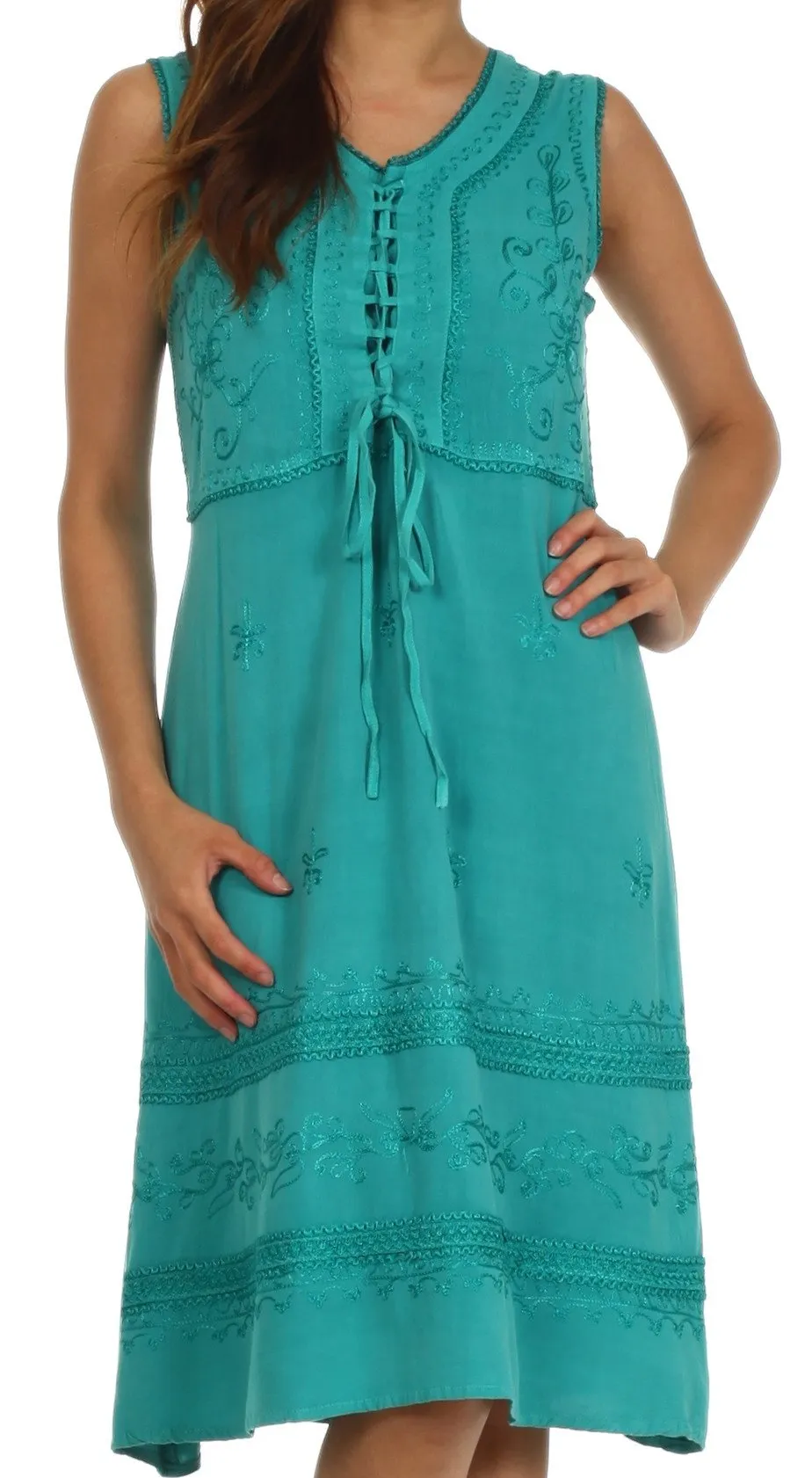 Sakkas Rosalina Embroidered Rayon Dress