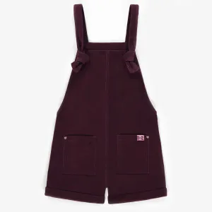 Salopette courte mauve foncée en velours côtelé, enfant || Dark purple short overalls in corduroy, child