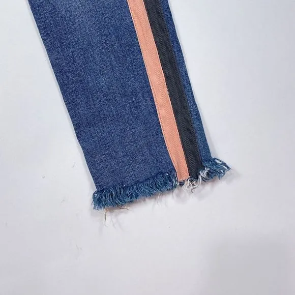 Sandrine Rose Jeans Women's Size 25 Skinny Mid Rise Medium Wash Tuxedo Stripe