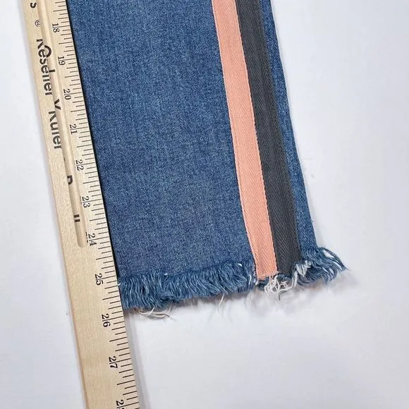 Sandrine Rose Jeans Women's Size 25 Skinny Mid Rise Medium Wash Tuxedo Stripe