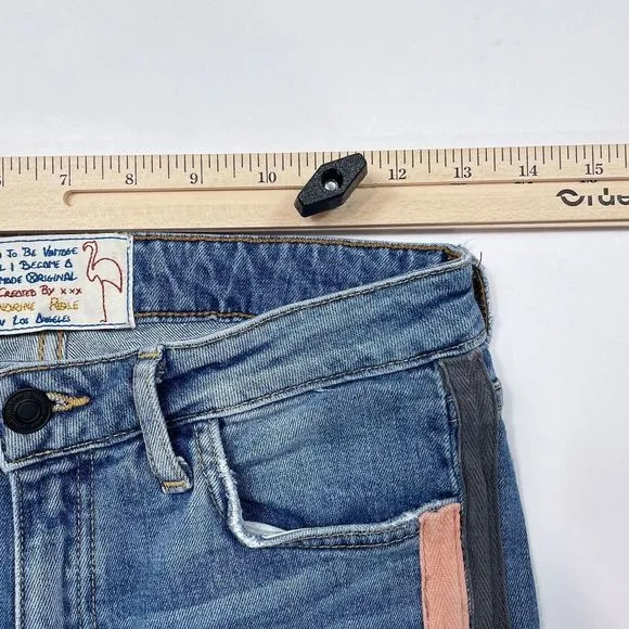 Sandrine Rose Jeans Women's Size 25 Skinny Mid Rise Medium Wash Tuxedo Stripe