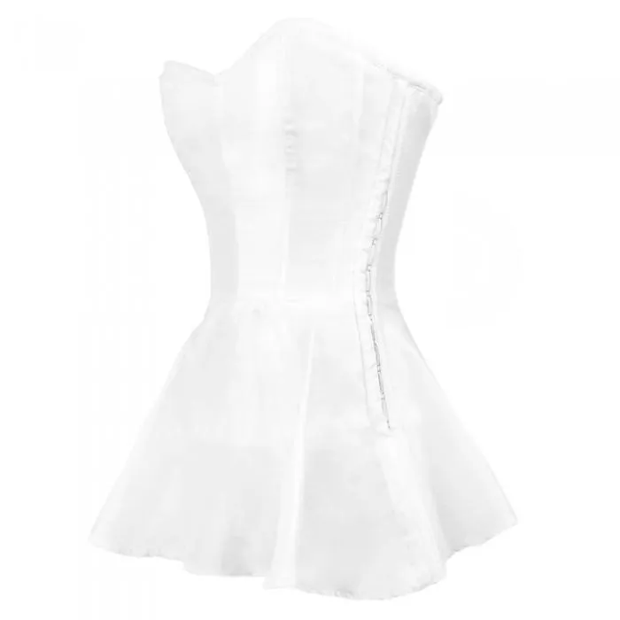 Sandro White Satin Peplum Corset Dress