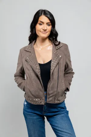 Sandy - Women's Vegan Faux Suede Jacket (Gray)