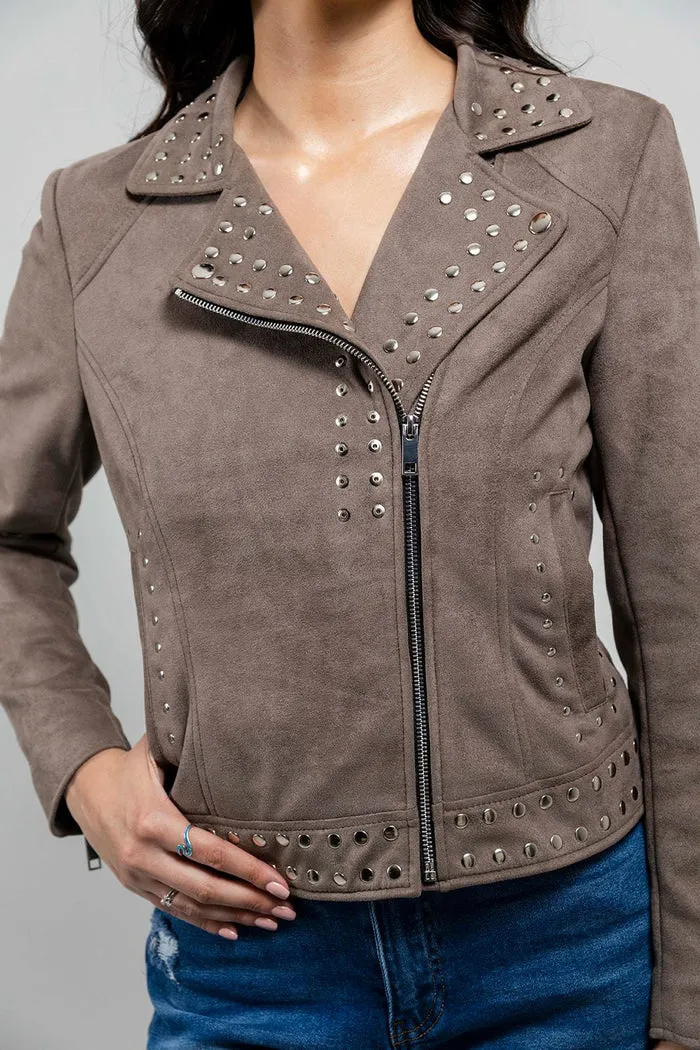 Sandy - Women's Vegan Faux Suede Jacket (Gray)