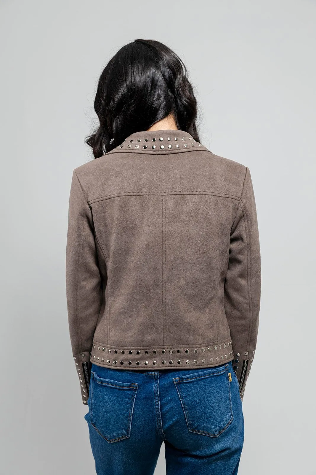 Sandy - Women's Vegan Faux Suede Jacket (Gray)