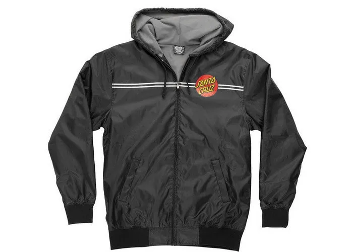 Santa Cruz Dot Hooded Windbreaker Jacket Black
