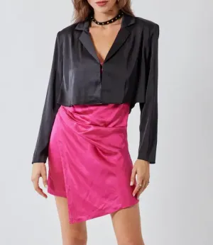 Satin Cropped Blazer Top