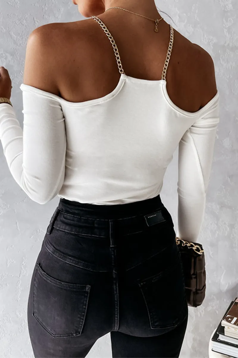 Sexy Solid Chains Halter Tops