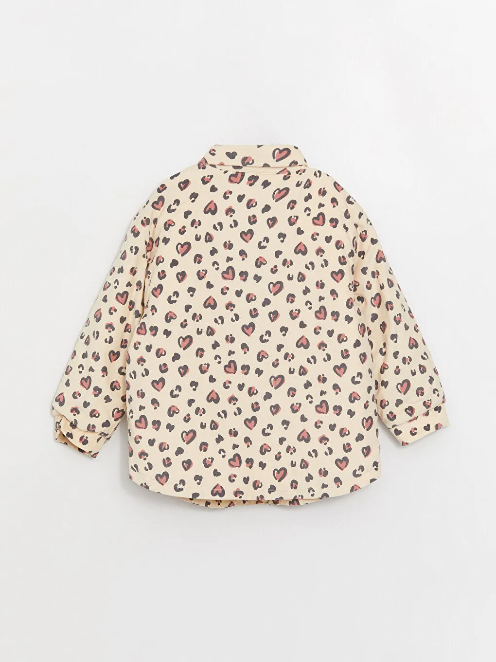 Shirt Collar Patterned Girls Jacket