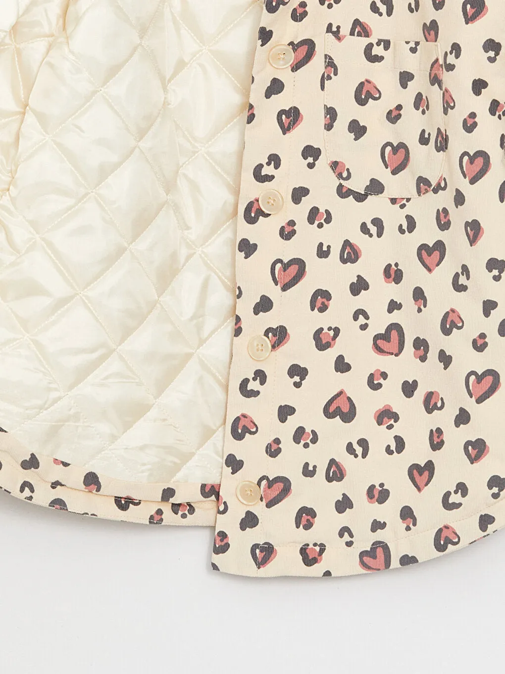 Shirt Collar Patterned Girls Jacket