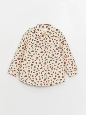 Shirt Collar Patterned Girls Jacket