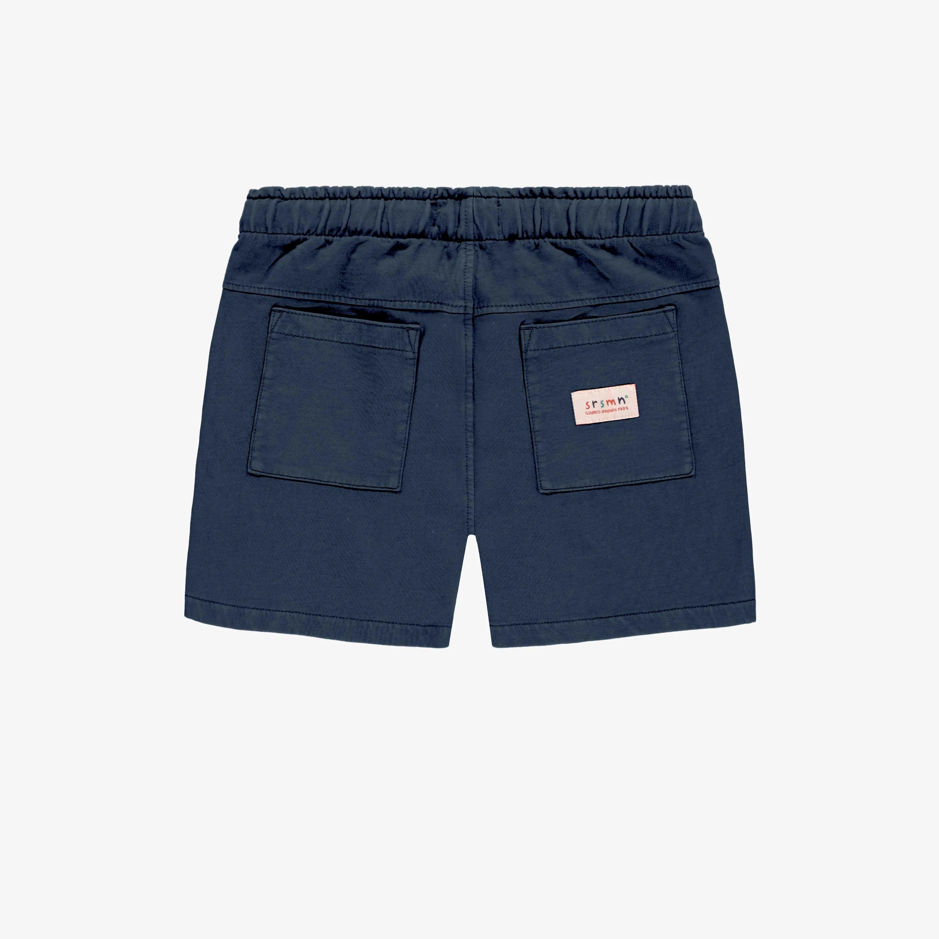 Short coupe décontractée marine en coton français, enfant  || Navy relaxed-fit shorts in french cotton, child