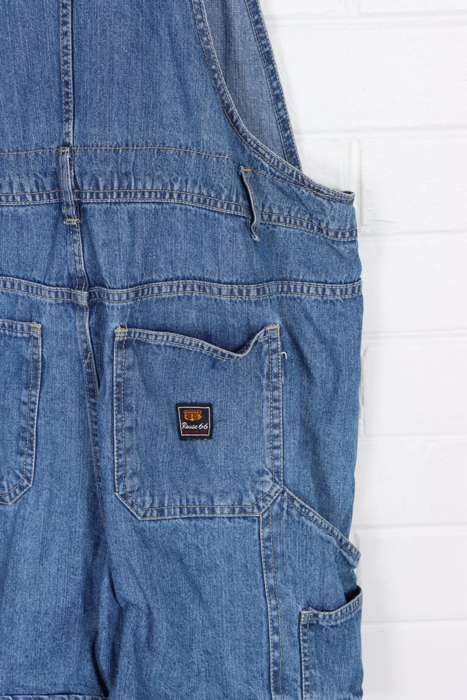 Short Denim Overalls With Front Utility Bib (Women's L)