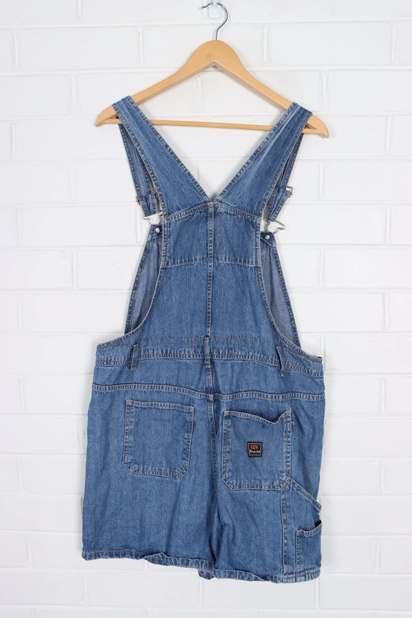 Short Denim Overalls With Front Utility Bib (Women's L)