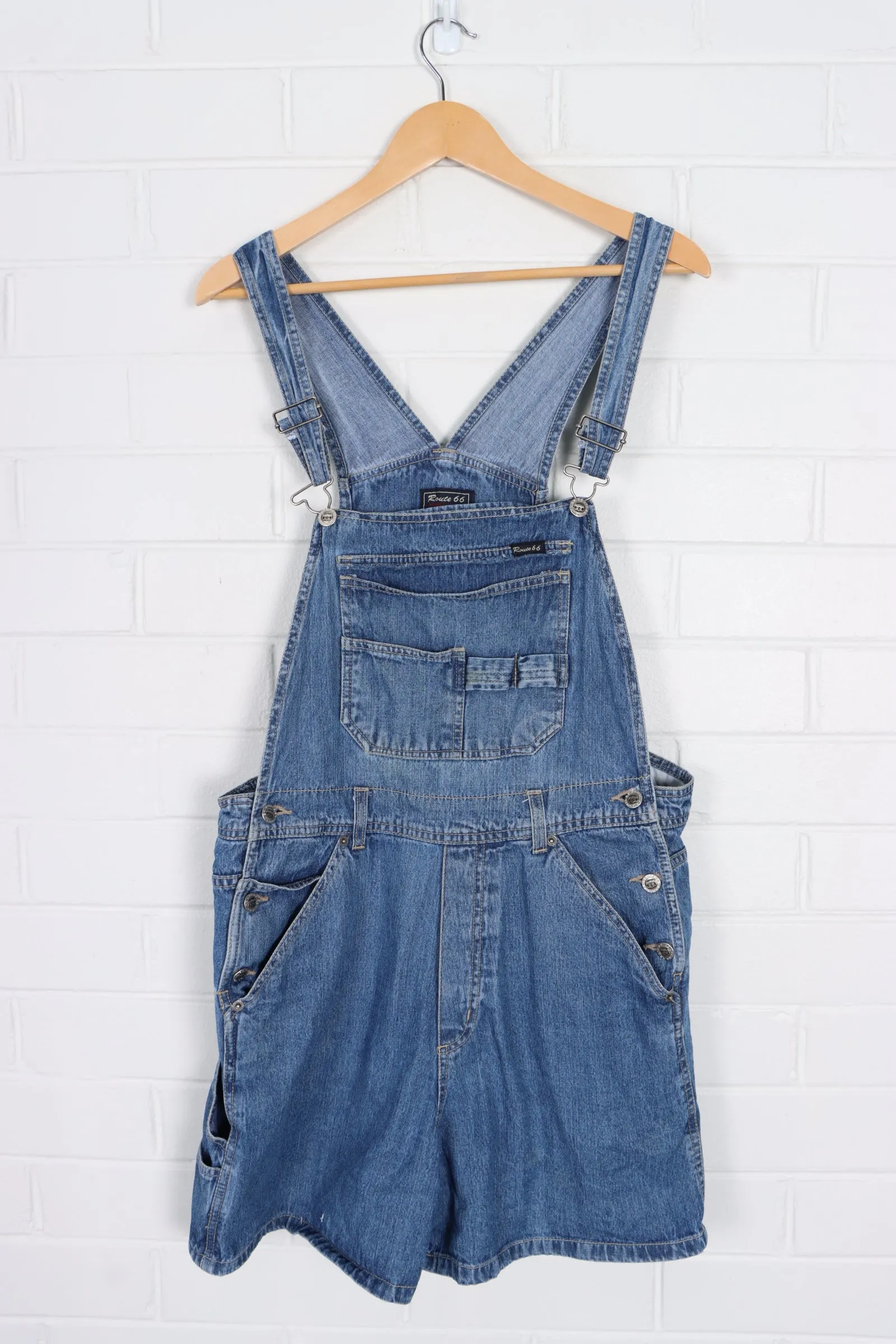 Short Denim Overalls With Front Utility Bib (Women's L)