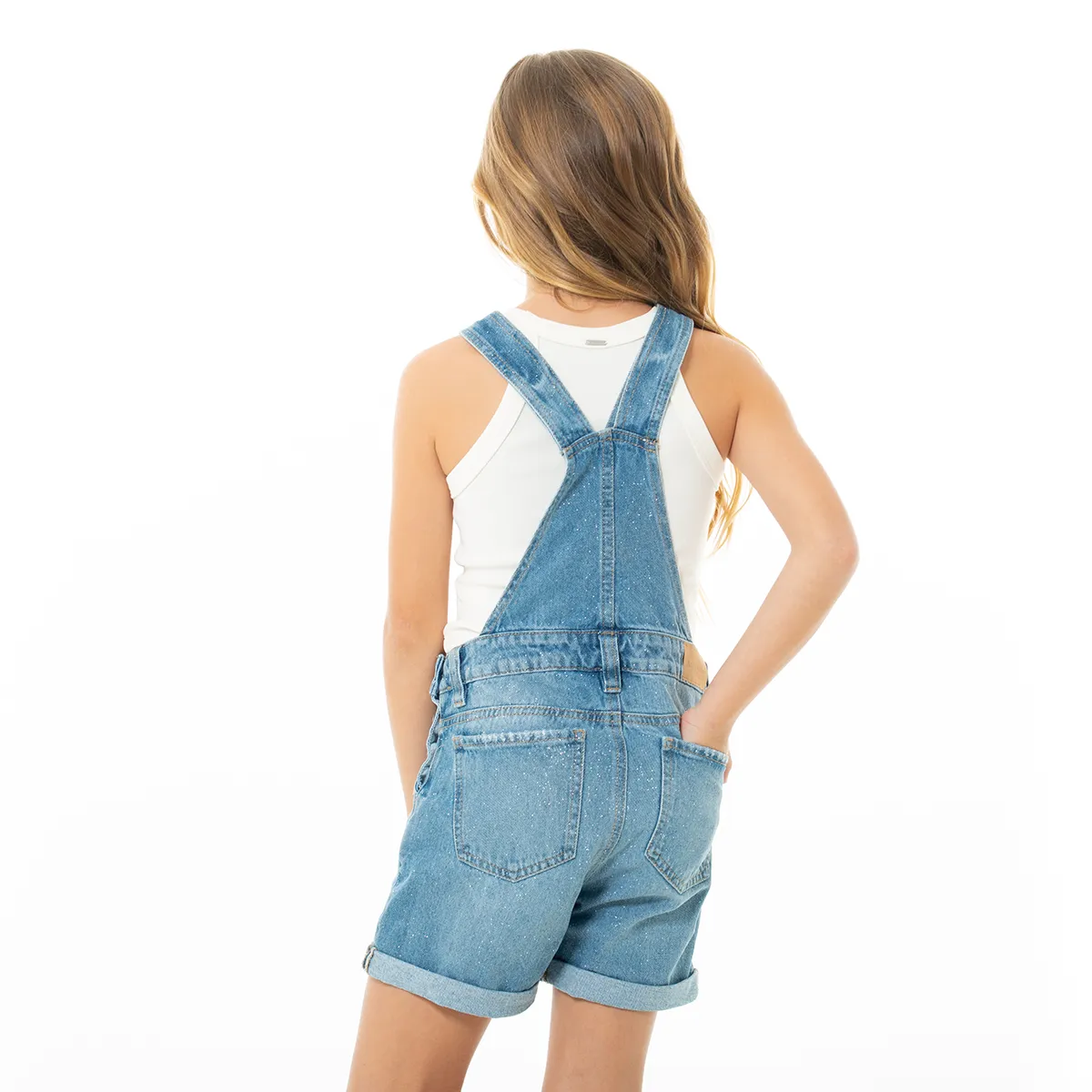 SHORT OVERALL WITH GLITTER FOR GIRLS