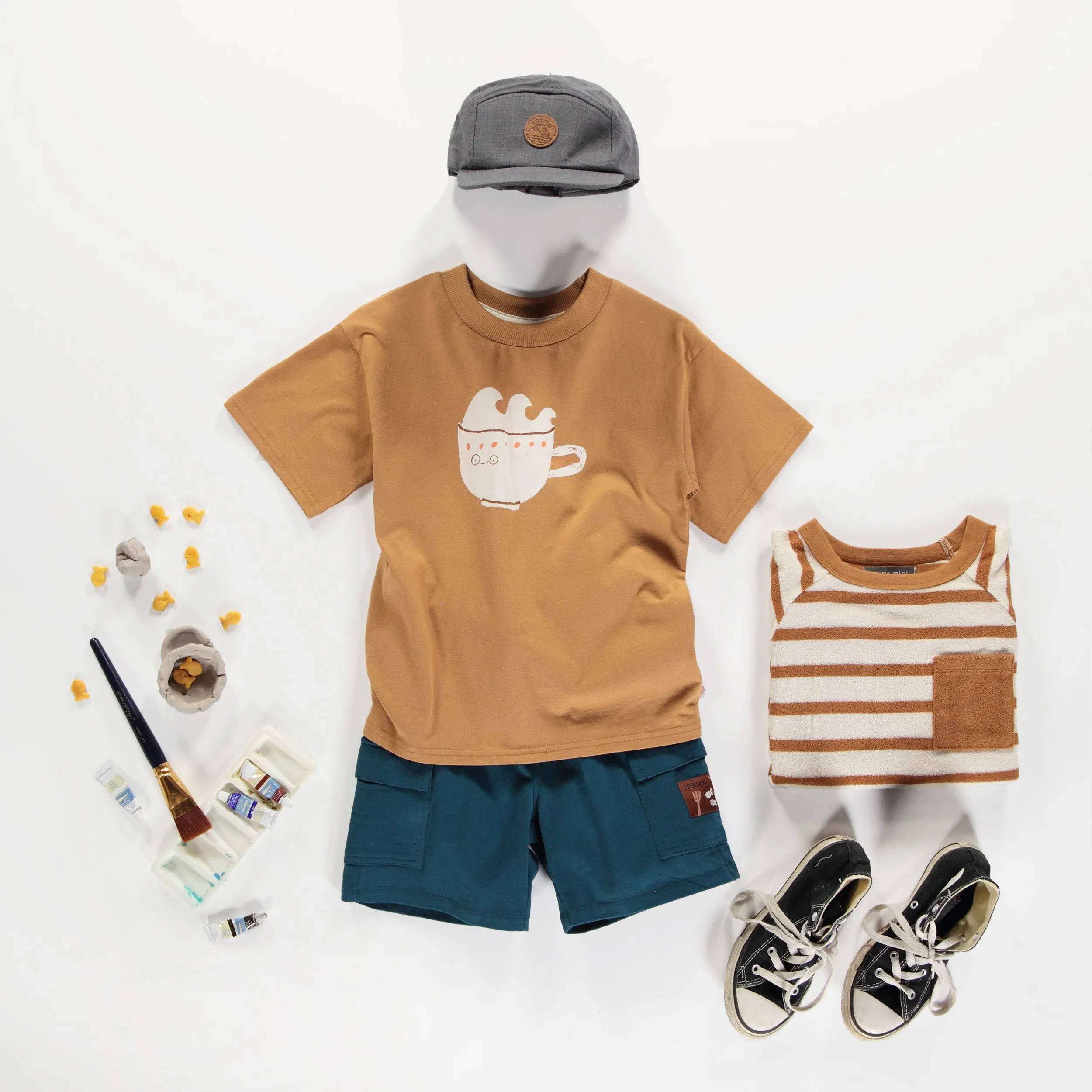 Short turquoise en coton lourd, enfant || Turquoise short in heavy cotton, child