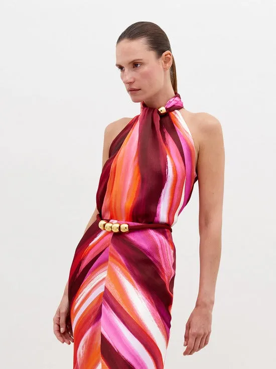 Silvia Tcherassi Shela Blouse in Magenta Abstract Waves