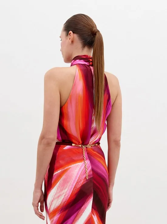 Silvia Tcherassi Shela Blouse in Magenta Abstract Waves