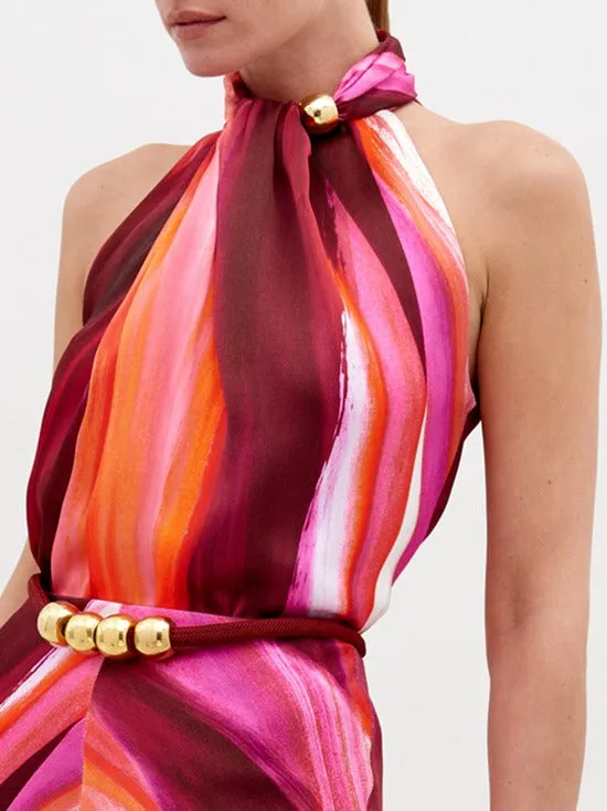Silvia Tcherassi Shela Blouse in Magenta Abstract Waves