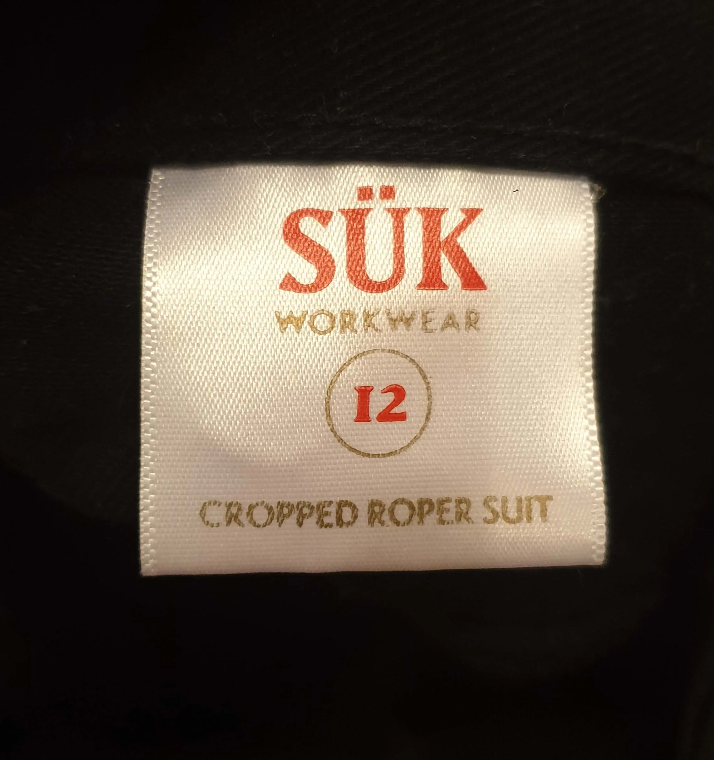 Sük Workwear cropped roper suit size 12