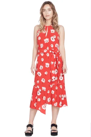 S/L Belted Dress w Asymmetrical Hem