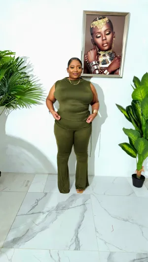 Sleek Motion Pants Set || Olive