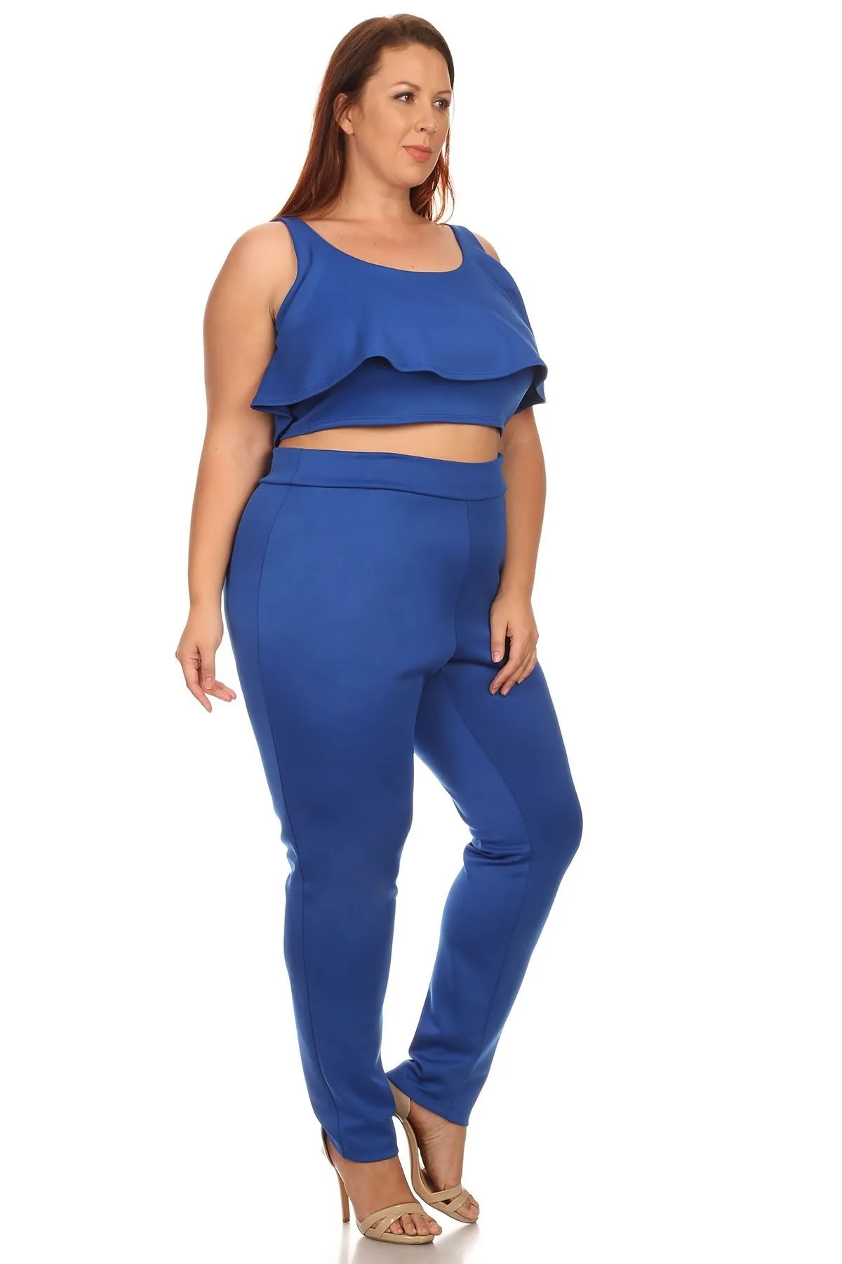 Sleeveless Crop Top With Fitted Pants