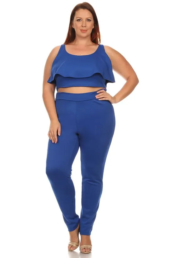 Sleeveless Crop Top With Fitted Pants