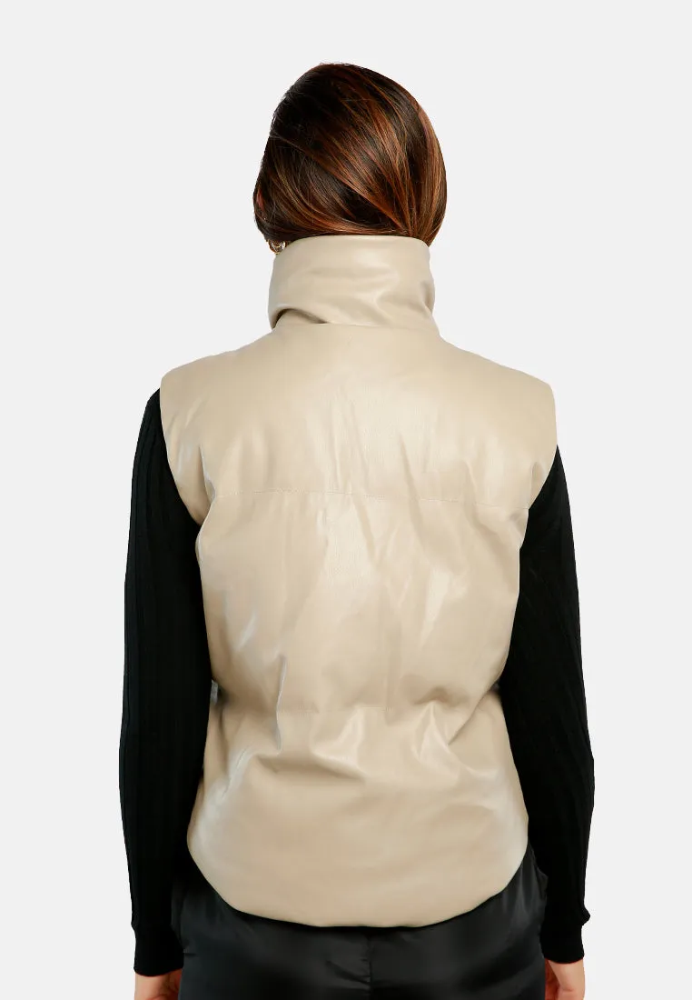 Sleeveless Turtleneck Puffer Jacket