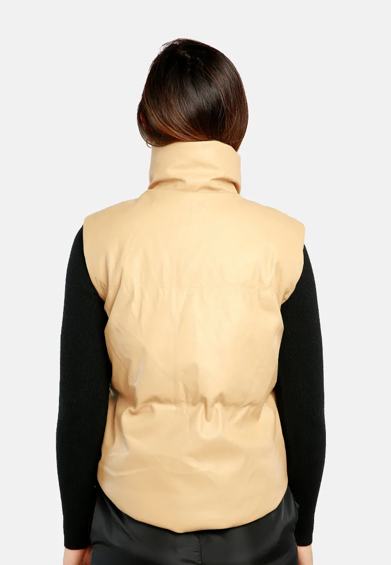 Sleeveless Turtleneck Puffer Jacket