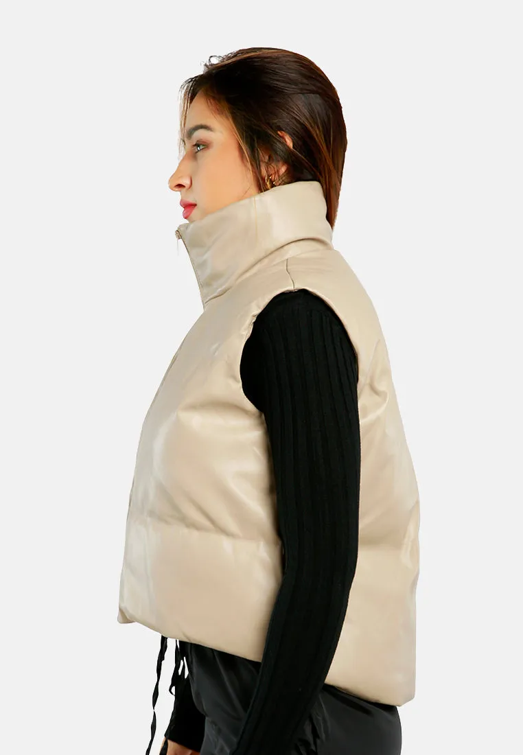 Sleeveless Turtleneck Puffer Jacket