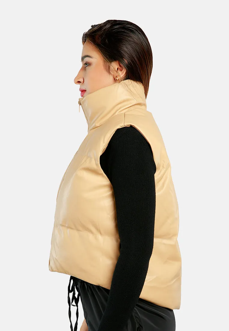 Sleeveless Turtleneck Puffer Jacket