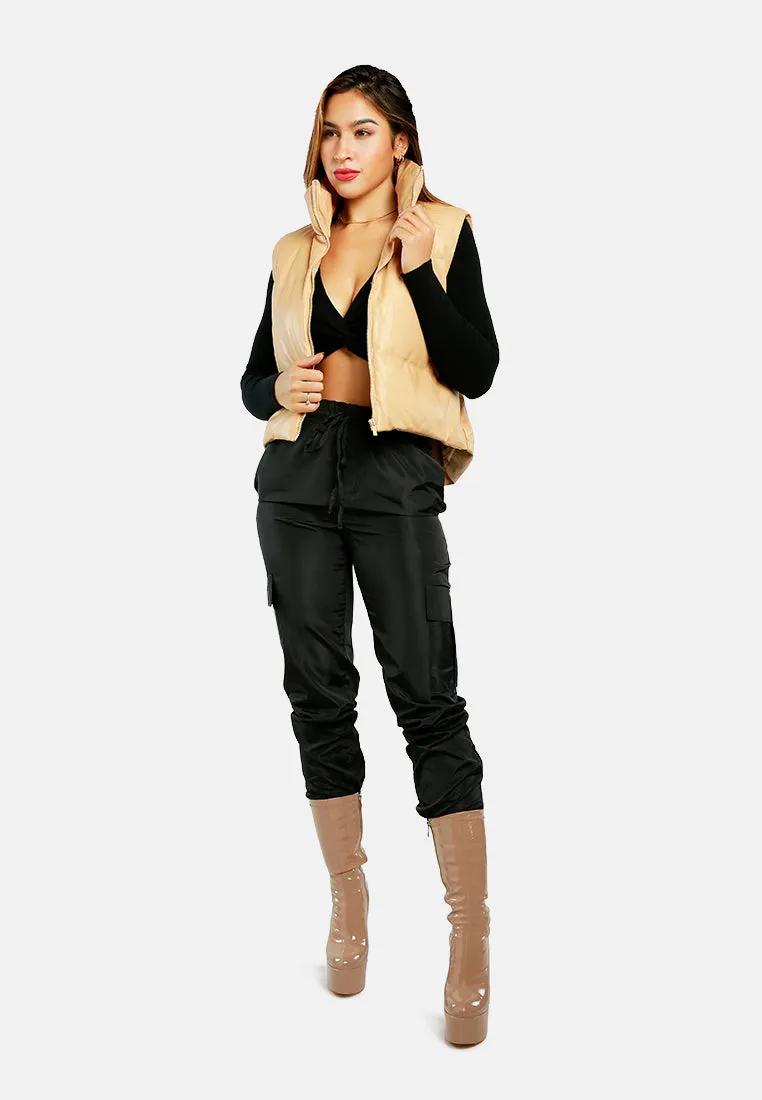 Sleeveless Turtleneck Puffer Jacket