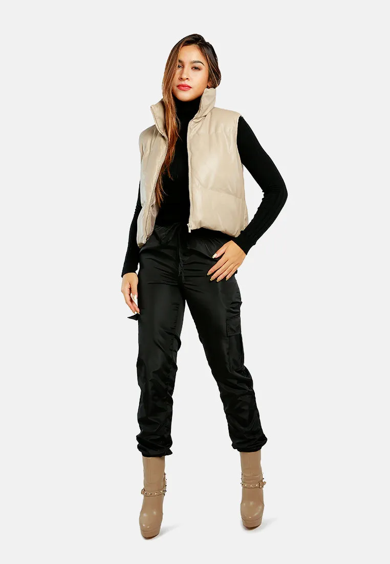 Sleeveless Turtleneck Puffer Jacket