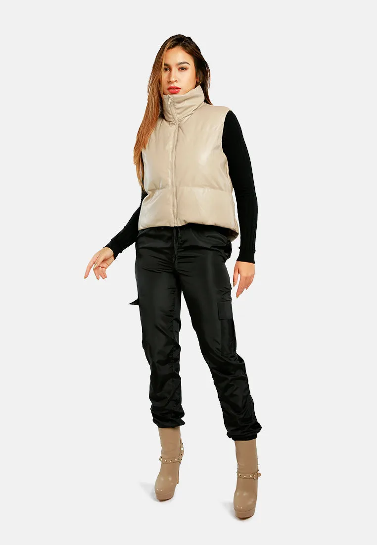 Sleeveless Turtleneck Puffer Jacket