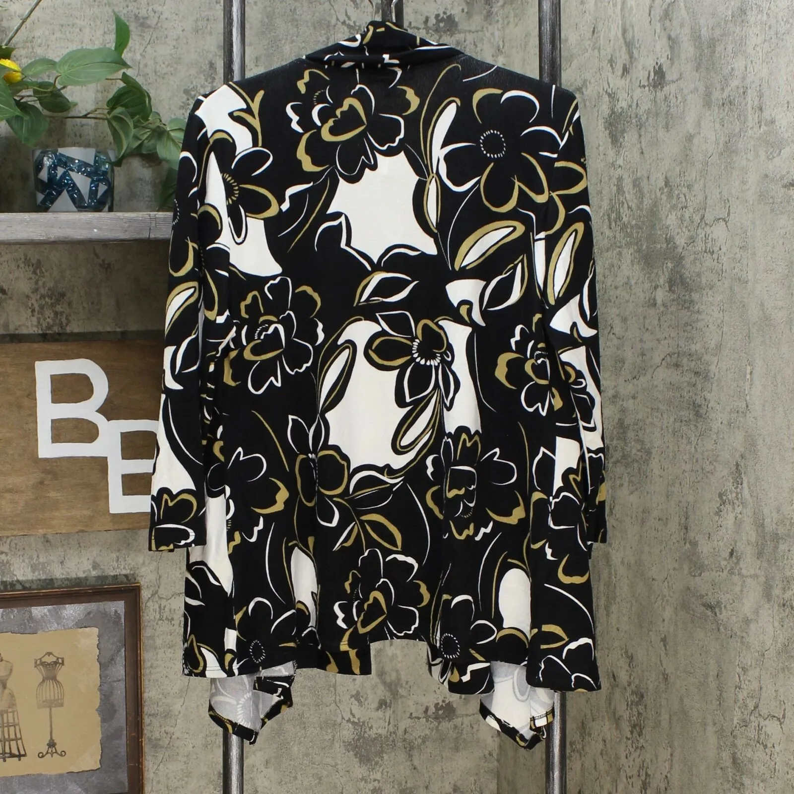 Slinky Brand Women's 3/4 Sleeve Printed Peplum Sweater Jacket