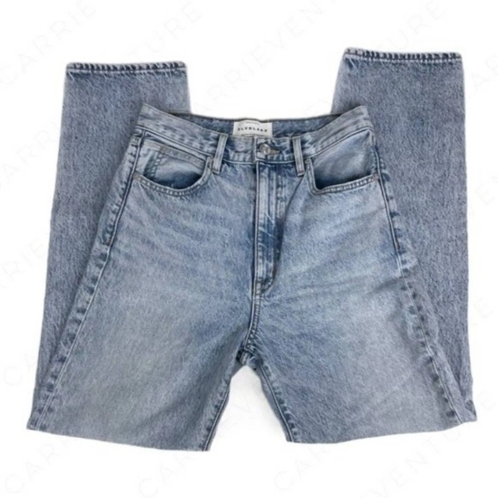 SLVRLAKE Dakota High Rise Relaxed Fit Crosby Light Acid Wash Denim Blue Jeans Size 26
