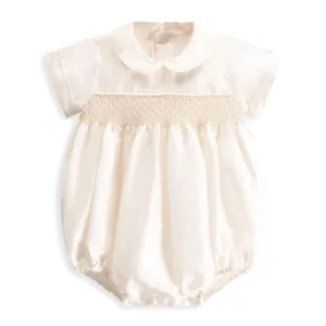 Smocked Taffeta Bubble -- Ivory