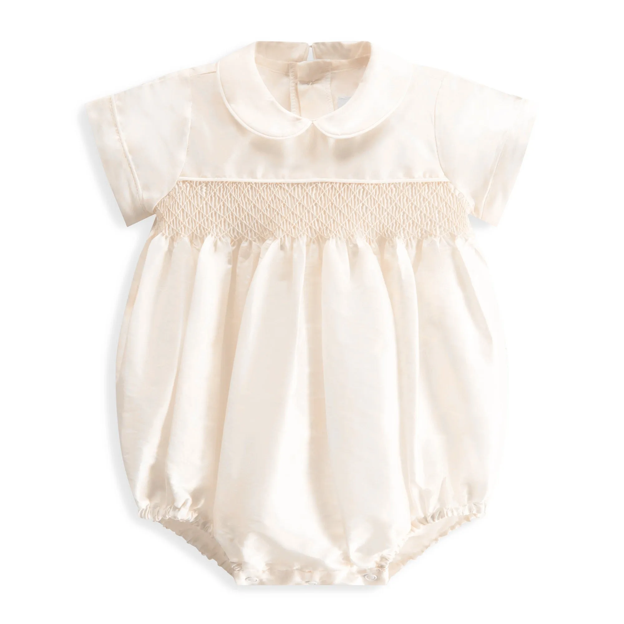 Smocked Taffeta Bubble -- Ivory