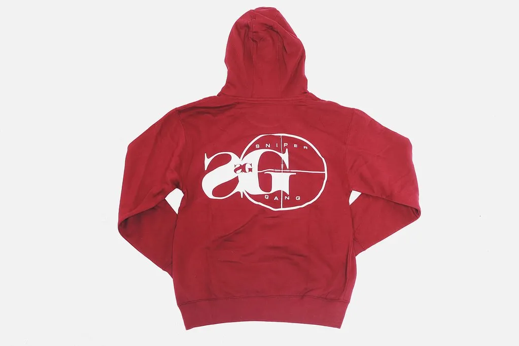 SNIPER GANG VARSITY BURGUNDY HOODIE