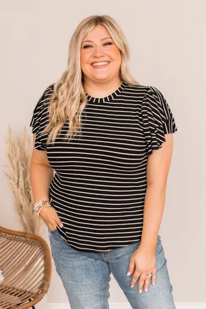 Soar Above The Rest Striped Top- Black