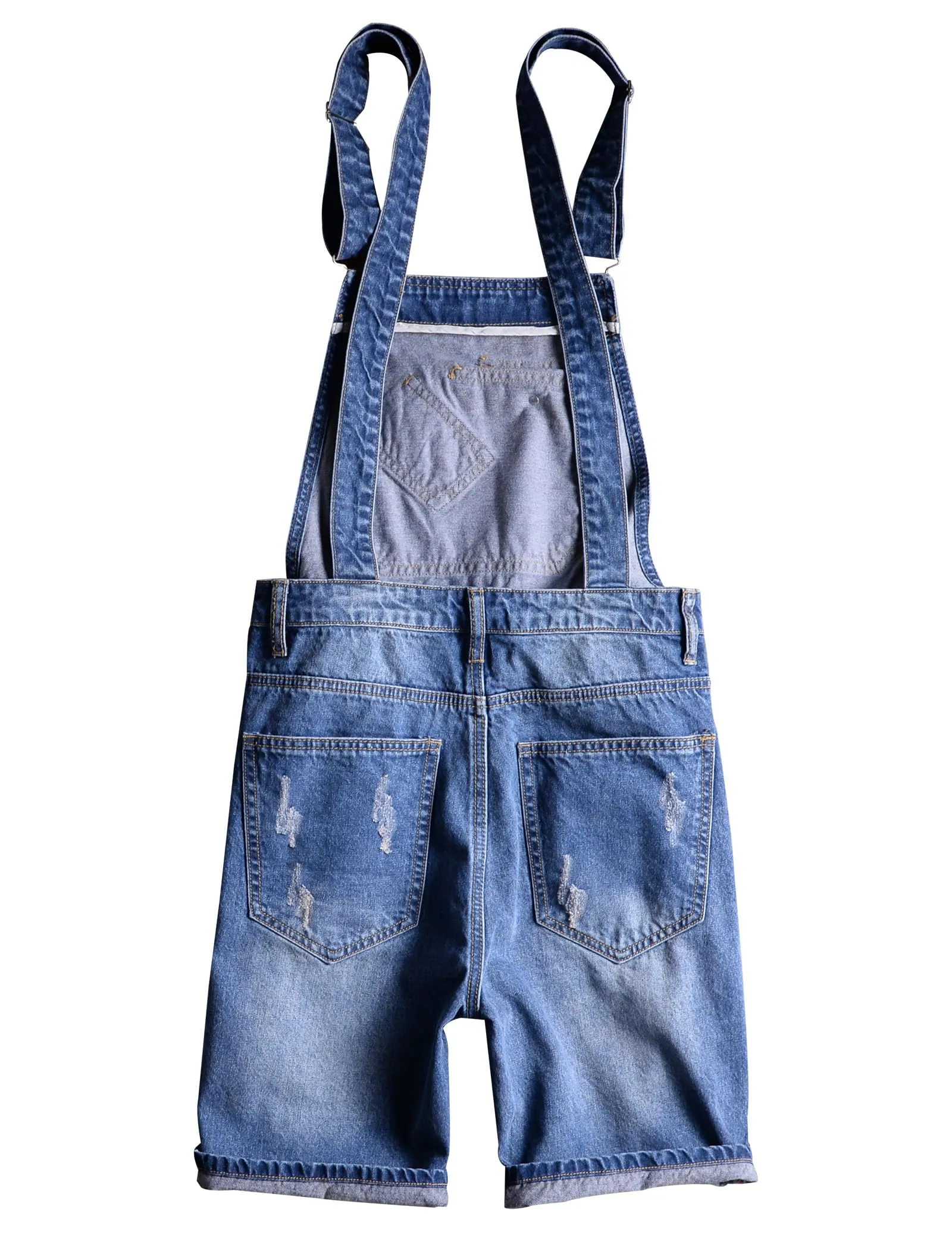 Sokotoo Men's Summer Blue Plus Size Denim Bib Overalls Shorts Size 32