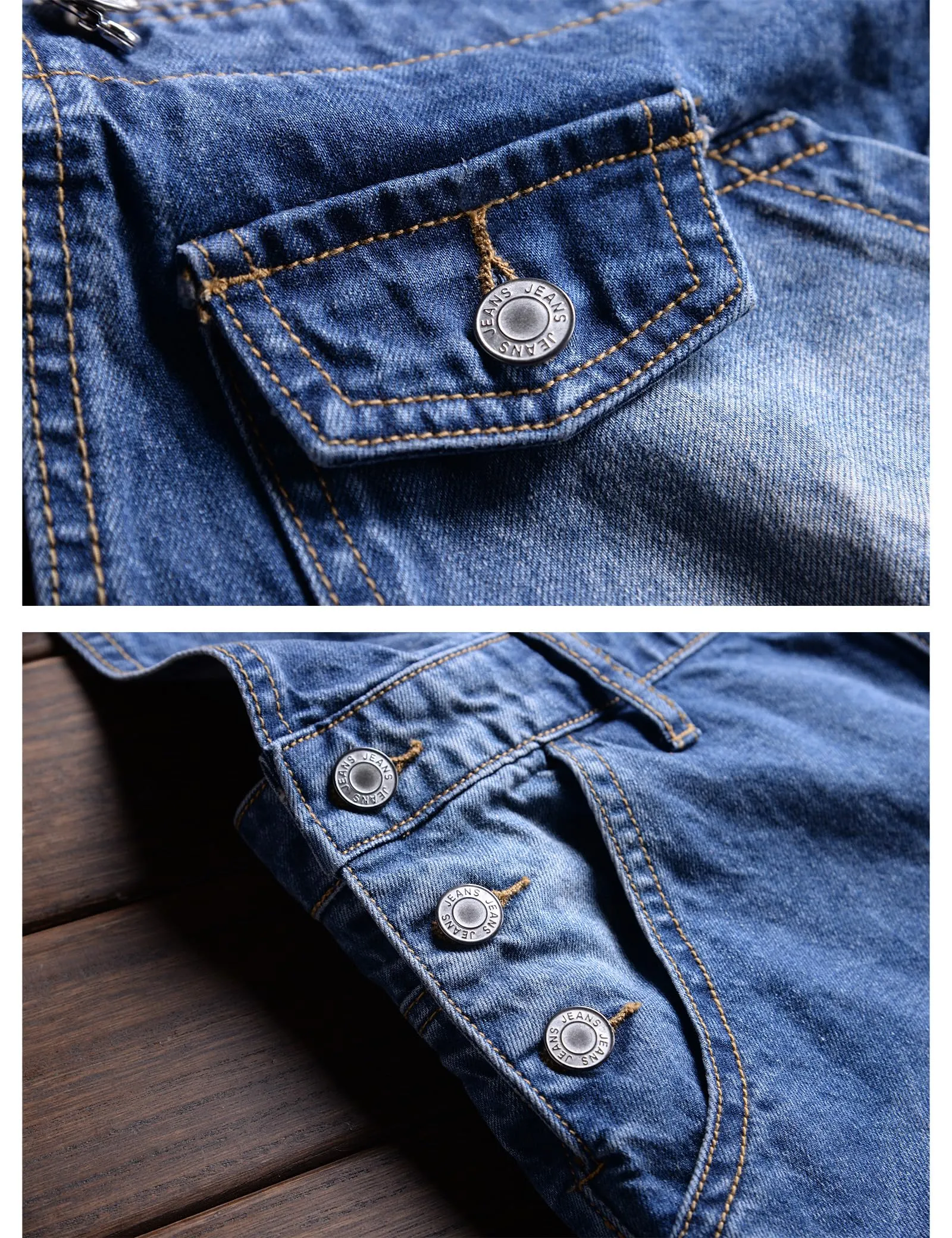 Sokotoo Men's Summer Blue Plus Size Denim Bib Overalls Shorts Size 32
