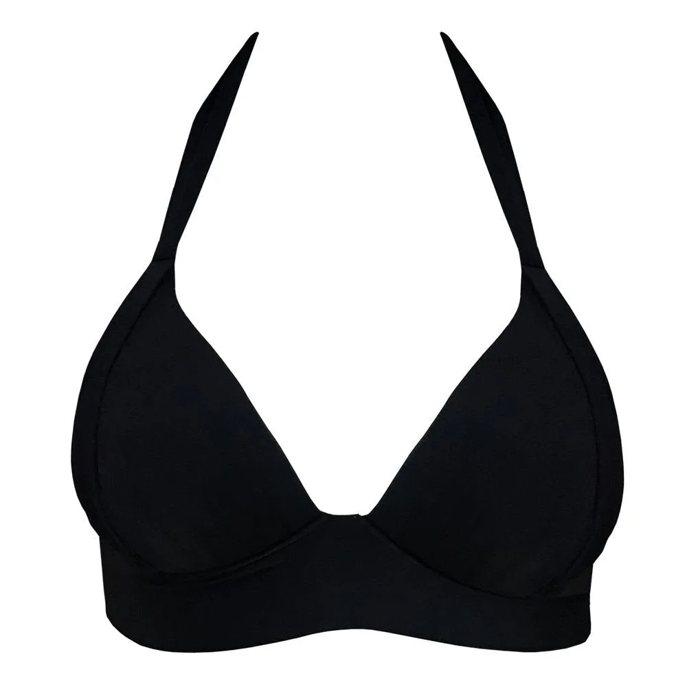 Solid Black Brazilian Halter Bikini Top