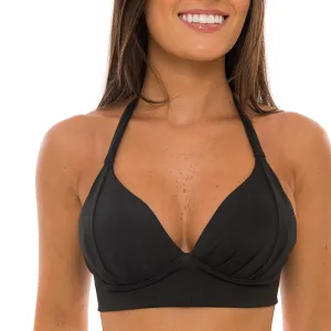 Solid Black Brazilian Halter Bikini Top