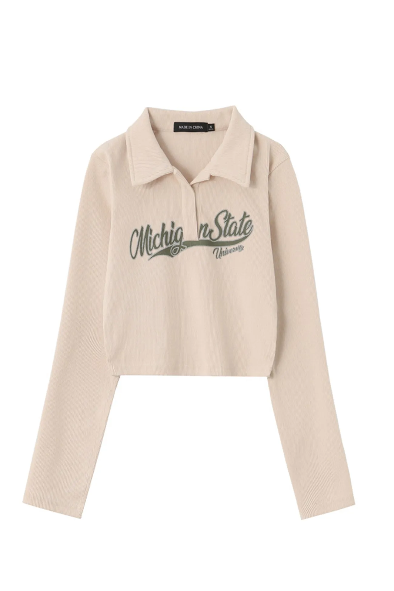 Solid Color Lapel Printed Tops