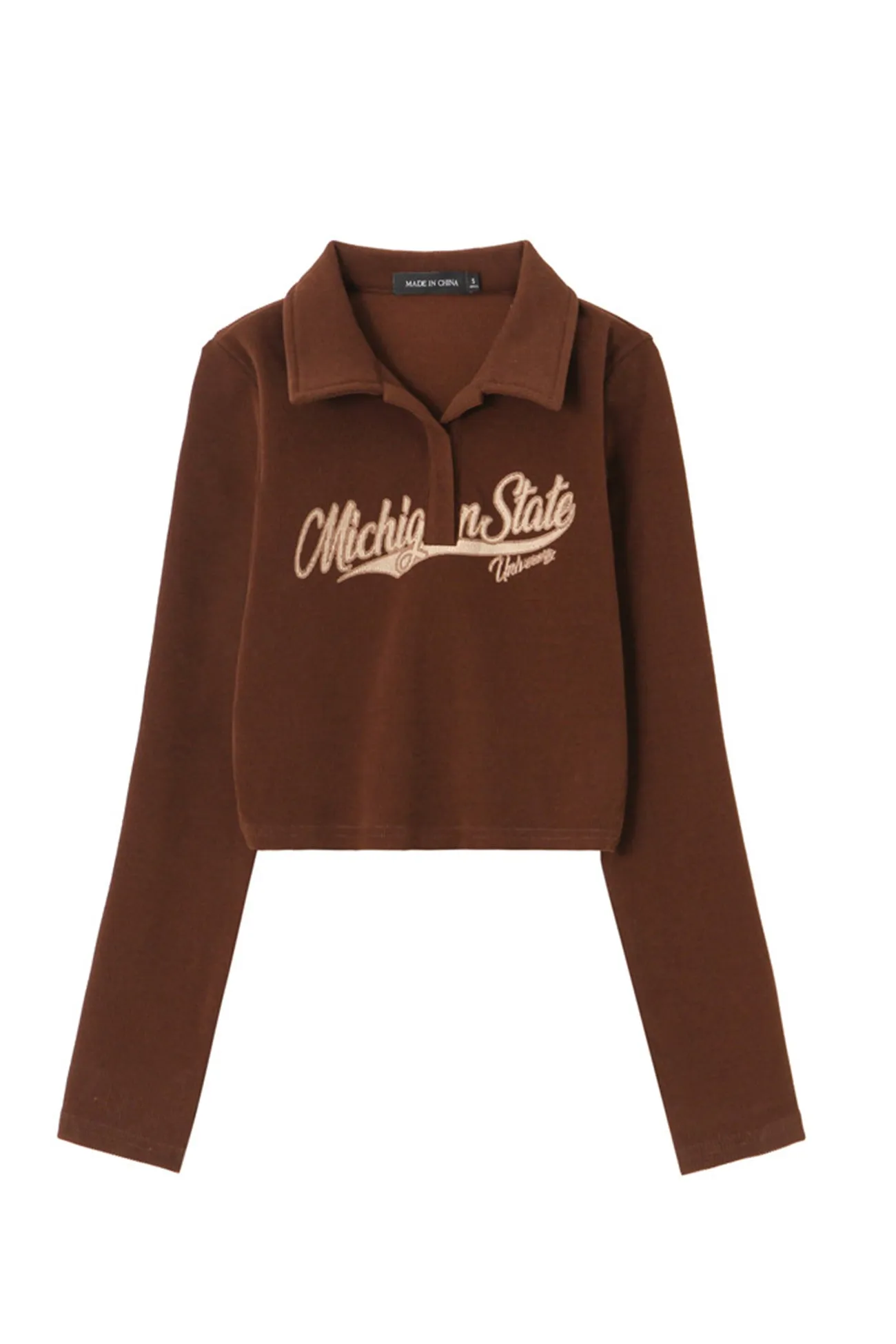 Solid Color Lapel Printed Tops